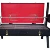 Flaming Coals Mini Spit Roaster Charcoal BBQ - Red Windshield Lid - 3v - 8kg Rated Motor -Outdoor Camping Gear SP018